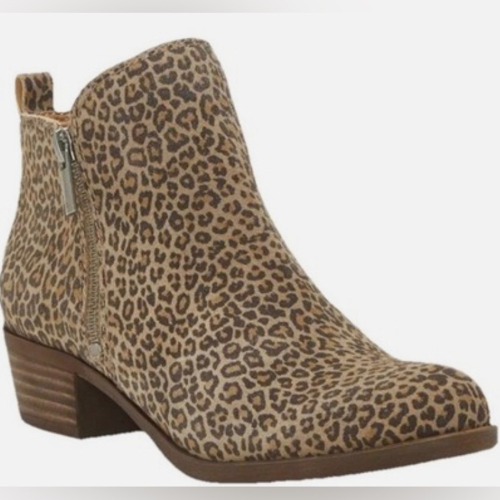 Lucky‎ Brand Basel Leather Booties In Eyelash Sophia Leopard